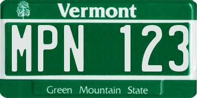 VT license plate MPN123