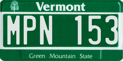 VT license plate MPN153