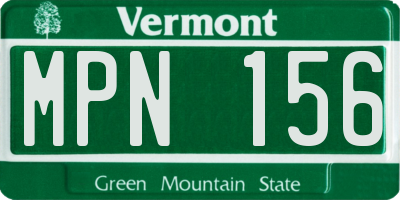 VT license plate MPN156