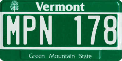VT license plate MPN178