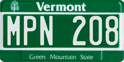 VT license plate MPN208