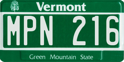 VT license plate MPN216