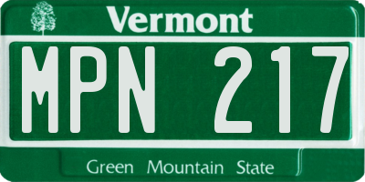 VT license plate MPN217