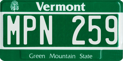 VT license plate MPN259