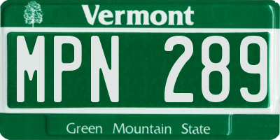 VT license plate MPN289
