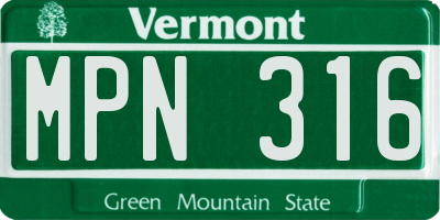 VT license plate MPN316