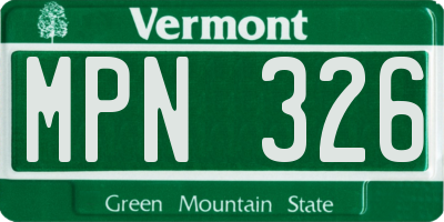VT license plate MPN326