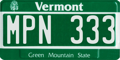 VT license plate MPN333