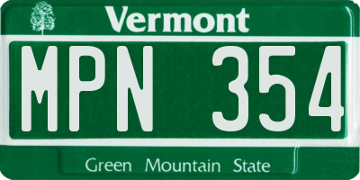 VT license plate MPN354