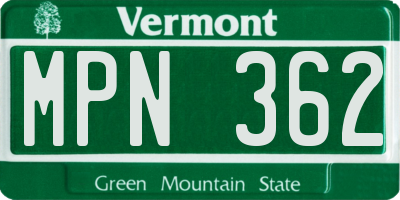 VT license plate MPN362