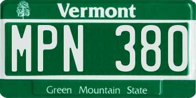 VT license plate MPN380