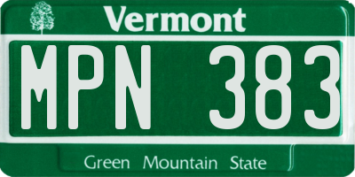 VT license plate MPN383