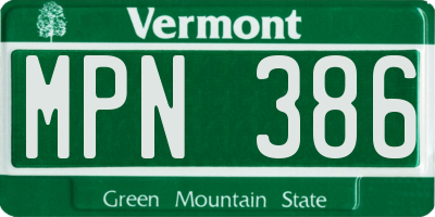 VT license plate MPN386