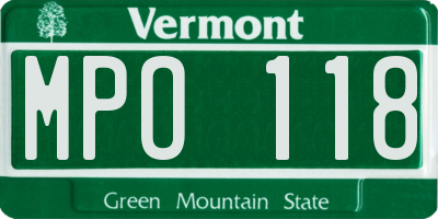 VT license plate MPO118