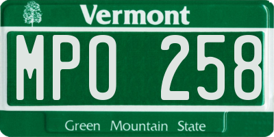 VT license plate MPO258