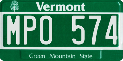 VT license plate MPO574