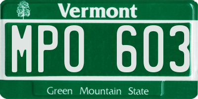 VT license plate MPO603