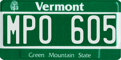 VT license plate MPO605