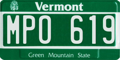VT license plate MPO619