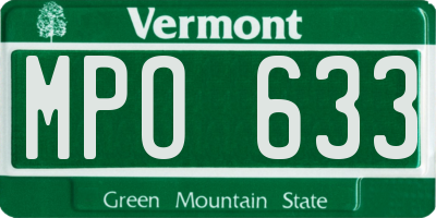 VT license plate MPO633