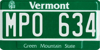 VT license plate MPO634