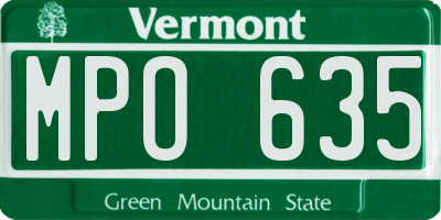 VT license plate MPO635