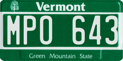 VT license plate MPO643