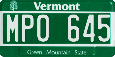 VT license plate MPO645