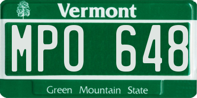 VT license plate MPO648