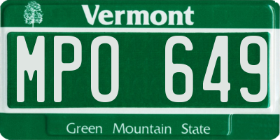VT license plate MPO649