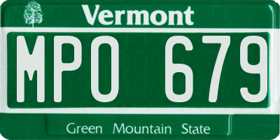 VT license plate MPO679