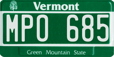 VT license plate MPO685