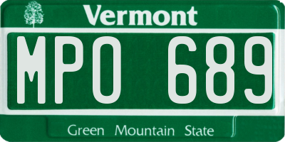 VT license plate MPO689