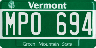 VT license plate MPO694