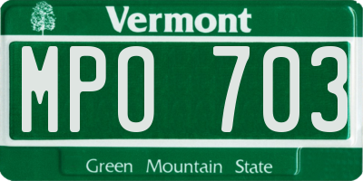 VT license plate MPO703