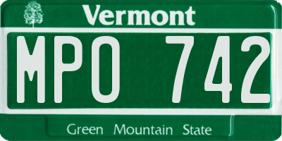 VT license plate MPO742