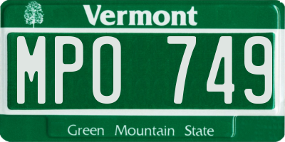 VT license plate MPO749