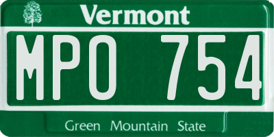 VT license plate MPO754