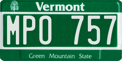 VT license plate MPO757