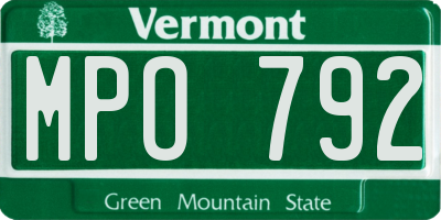 VT license plate MPO792