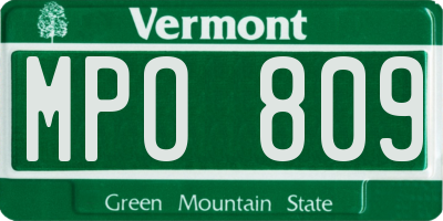 VT license plate MPO809