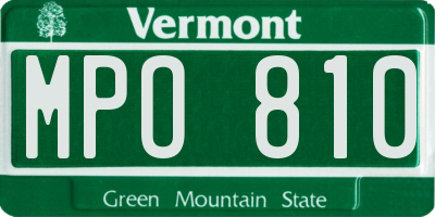VT license plate MPO810