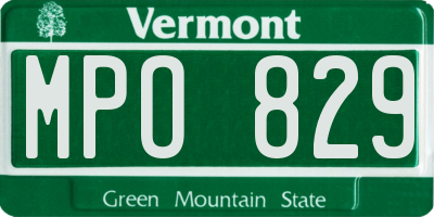 VT license plate MPO829