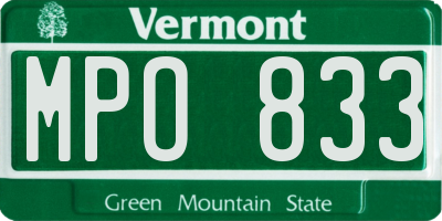 VT license plate MPO833