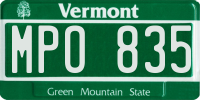 VT license plate MPO835