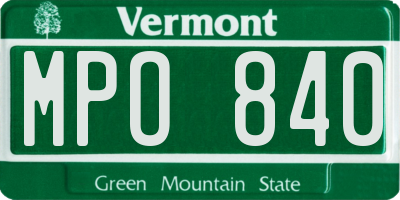 VT license plate MPO840