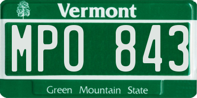 VT license plate MPO843