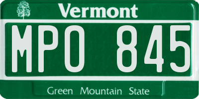 VT license plate MPO845