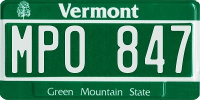 VT license plate MPO847
