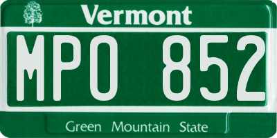VT license plate MPO852